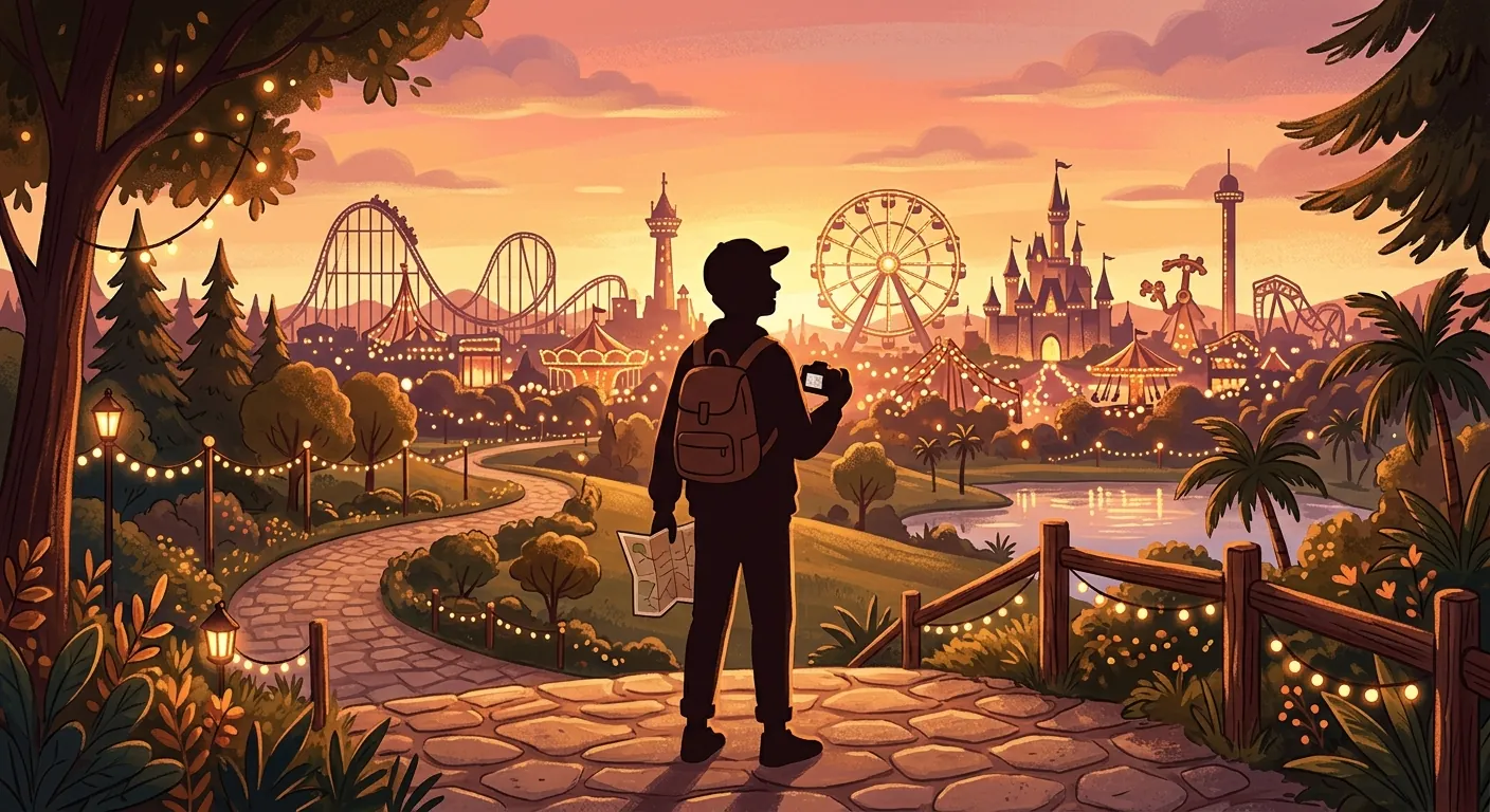 一個人旅行段落插畫，傳達自在氛圍